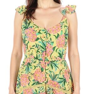 Farm Rio for Anthropologie Tropical Floral Peplum Top | Size L